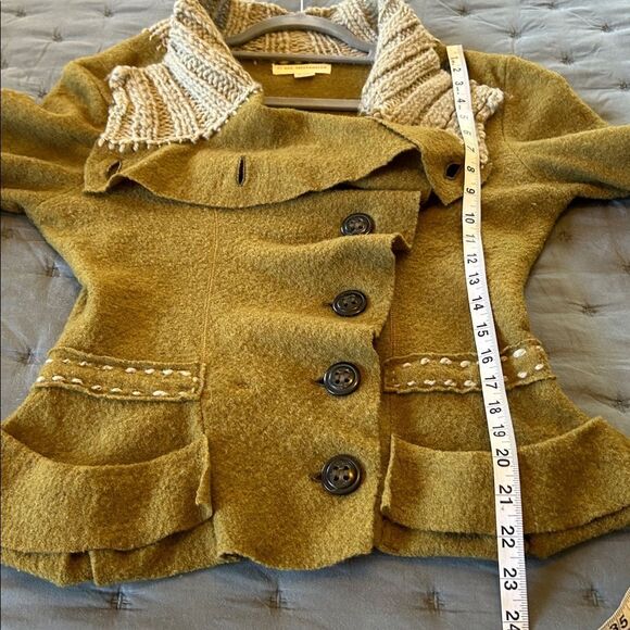 Gro Abrahamsson Asymmetrical Handmade Wool Olive Green Sweater Size 38 - Picture 10 of 10